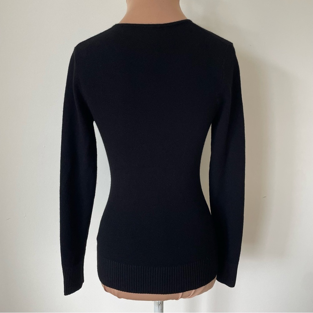JoosTricot Black Ecomerino Wool Long Sleeve Keyhole Seed Stitch Top EUC Size XS - Picture 8 of 12